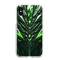 Чехол iPhone XS Max матовый Зелёные кристаллы и камень