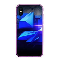 Чехол iPhone XS Max матовый Black blue background abstract