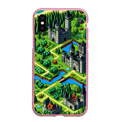 Чехол iPhone XS Max матовый Heroes of Might and Magic - pixel map, цвет: 3D-розовый