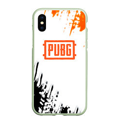 Чехол iPhone XS Max матовый PUBG краски гранж, цвет: 3D-салатовый