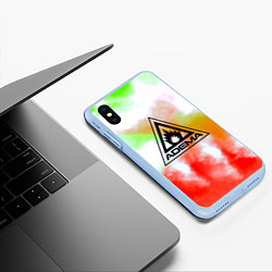 Чехол iPhone XS Max матовый Adema рок бенд текстура, цвет: 3D-голубой — фото 2