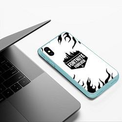 Чехол iPhone XS Max матовый Epic games fortnite fire, цвет: 3D-мятный — фото 2