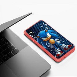 Чехол iPhone XS Max матовый Sonic - splash and logo, цвет: 3D-красный — фото 2