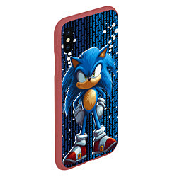 Чехол iPhone XS Max матовый Sonic - splash and logo, цвет: 3D-красный — фото 2