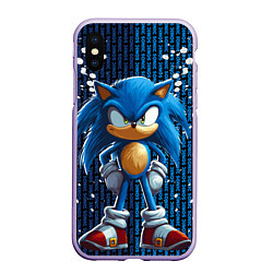 Чехол iPhone XS Max матовый Sonic - splash and logo, цвет: 3D-светло-сиреневый