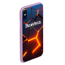 Чехол iPhone XS Max матовый Palworld logo разлом плит, цвет: 3D-сиреневый — фото 2