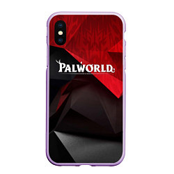 Чехол iPhone XS Max матовый Palworld red black abstract, цвет: 3D-сиреневый