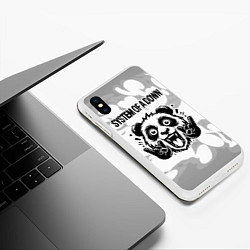 Чехол iPhone XS Max матовый System of a Down рок панда на светлом фоне, цвет: 3D-белый — фото 2