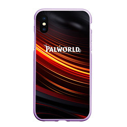 Чехол iPhone XS Max матовый Palworld logo black orange, цвет: 3D-сиреневый