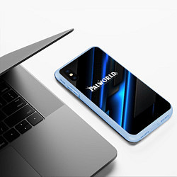 Чехол iPhone XS Max матовый Palworld logo blue neon abstract, цвет: 3D-голубой — фото 2