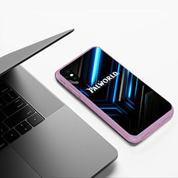 Чехол iPhone XS Max матовый Palworld logo black blue neon abstract, цвет: 3D-сиреневый — фото 2