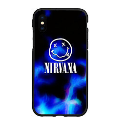 Чехол iPhone XS Max матовый Nirvana flame ghost steel, цвет: 3D-черный