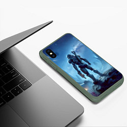 Чехол iPhone XS Max матовый Mass Effect - ai art, цвет: 3D-темно-зеленый — фото 2