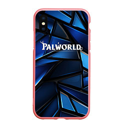 Чехол iPhone XS Max матовый Palworld логотип синий абстрактный фон, цвет: 3D-баблгам