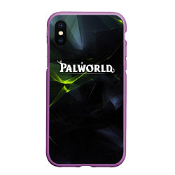 Чехол iPhone XS Max матовый Palworld логотип абстрактный объемный фон, цвет: 3D-фиолетовый