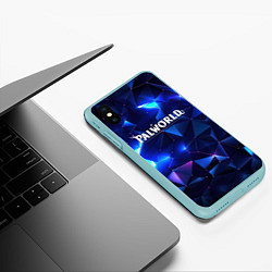 Чехол iPhone XS Max матовый Palworld логотип и синие блики, цвет: 3D-мятный — фото 2