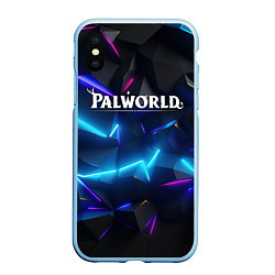Чехол iPhone XS Max матовый Palworld логотип на ярких неоновых плитах, цвет: 3D-голубой