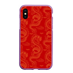 Чехол iPhone XS Max матовый Красный - дракон