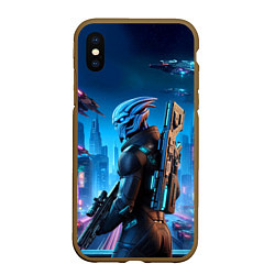 Чехол iPhone XS Max матовый Mass Effect - ai art, цвет: 3D-коричневый