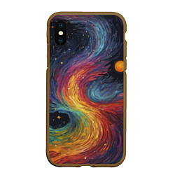 Чехол iPhone XS Max матовый Звездный вихрь абстрактная живопись, цвет: 3D-коричневый