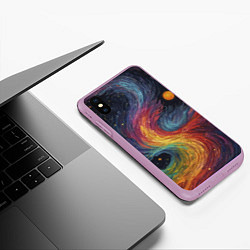 Чехол iPhone XS Max матовый Звездный вихрь абстрактная живопись, цвет: 3D-сиреневый — фото 2