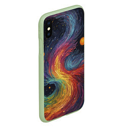 Чехол iPhone XS Max матовый Звездный вихрь абстрактная живопись, цвет: 3D-салатовый — фото 2