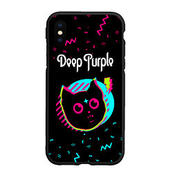 Чехол iPhone XS Max матовый Deep Purple - rock star cat, цвет: 3D-черный