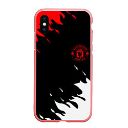 Чехол iPhone XS Max матовый Manchester United flame fc