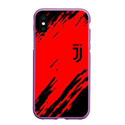 Чехол iPhone XS Max матовый Juventus краски спорт фк, цвет: 3D-фиолетовый