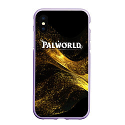 Чехол iPhone XS Max матовый Palworld логотип золотая пыльца, цвет: 3D-светло-сиреневый