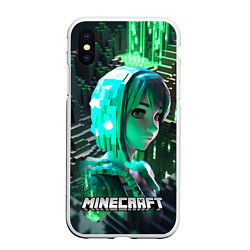 Чехол iPhone XS Max матовый Minecraft персонаж на острове