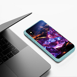 Чехол iPhone XS Max матовый Фиолетовые комические камни, цвет: 3D-мятный — фото 2