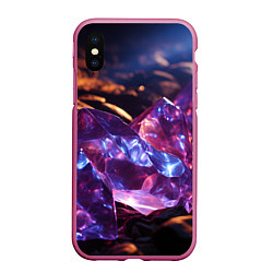 Чехол iPhone XS Max матовый Фиолетовые комические камни, цвет: 3D-малиновый