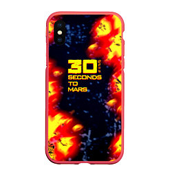 Чехол iPhone XS Max матовый Thirty Seconds to Mars огненное лого