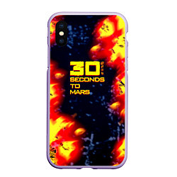 Чехол iPhone XS Max матовый Thirty Seconds to Mars огненное лого, цвет: 3D-светло-сиреневый