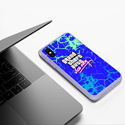 Чехол iPhone XS Max матовый GTA вайсити неоновая текстура, цвет: 3D-светло-сиреневый — фото 2