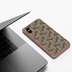 Чехол iPhone XS Max матовый Лисы и подснежники, цвет: 3D-коричневый — фото 2