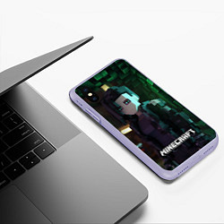 Чехол iPhone XS Max матовый Minecraft matrix, цвет: 3D-светло-сиреневый — фото 2