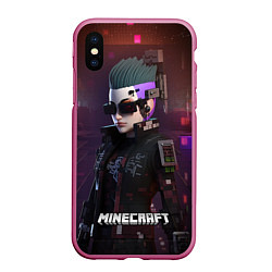 Чехол iPhone XS Max матовый Minecraft matrix woman, цвет: 3D-малиновый