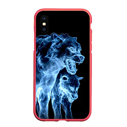 Чехол iPhone XS Max матовый Волки призраки, цвет: 3D-красный