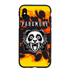Чехол iPhone XS Max матовый Paramore рок панда и огонь, цвет: 3D-черный