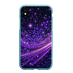 Чехол iPhone XS Max матовый Фиолетовые сверкающие абстрактные волны