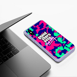 Чехол iPhone XS Max матовый GTA vice city камуфляж, цвет: 3D-светло-сиреневый — фото 2