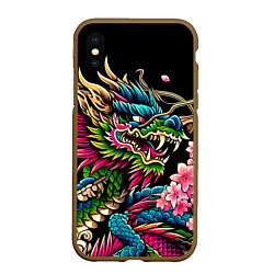 Чехол iPhone XS Max матовый Irezumi - Japanese dragon ai art