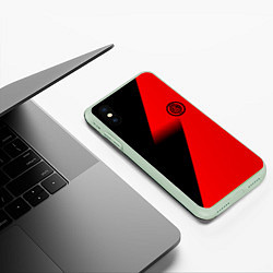 Чехол iPhone XS Max матовый Inter geometry red sport, цвет: 3D-салатовый — фото 2