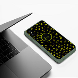 Чехол iPhone XS Max матовый Twenty one pilots pattern rock yellow, цвет: 3D-темно-зеленый — фото 2