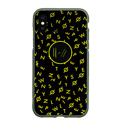 Чехол iPhone XS Max матовый Twenty one pilots pattern rock yellow, цвет: 3D-темно-зеленый