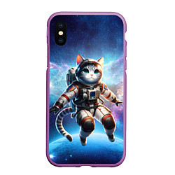 Чехол iPhone XS Max матовый Кот космонавт в космосе