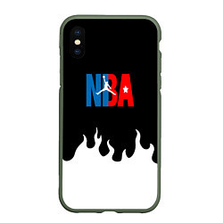 Чехол iPhone XS Max матовый Баскетбол нба огонь, цвет: 3D-темно-зеленый