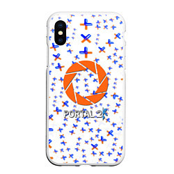 Чехол iPhone XS Max матовый Portal logo pattern steel, цвет: 3D-белый